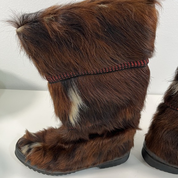 60's 70's GOAT FUR APRES SKI BOOTS Jean-Claude Killy By Wolverine Made In France - Picture 9 of 16